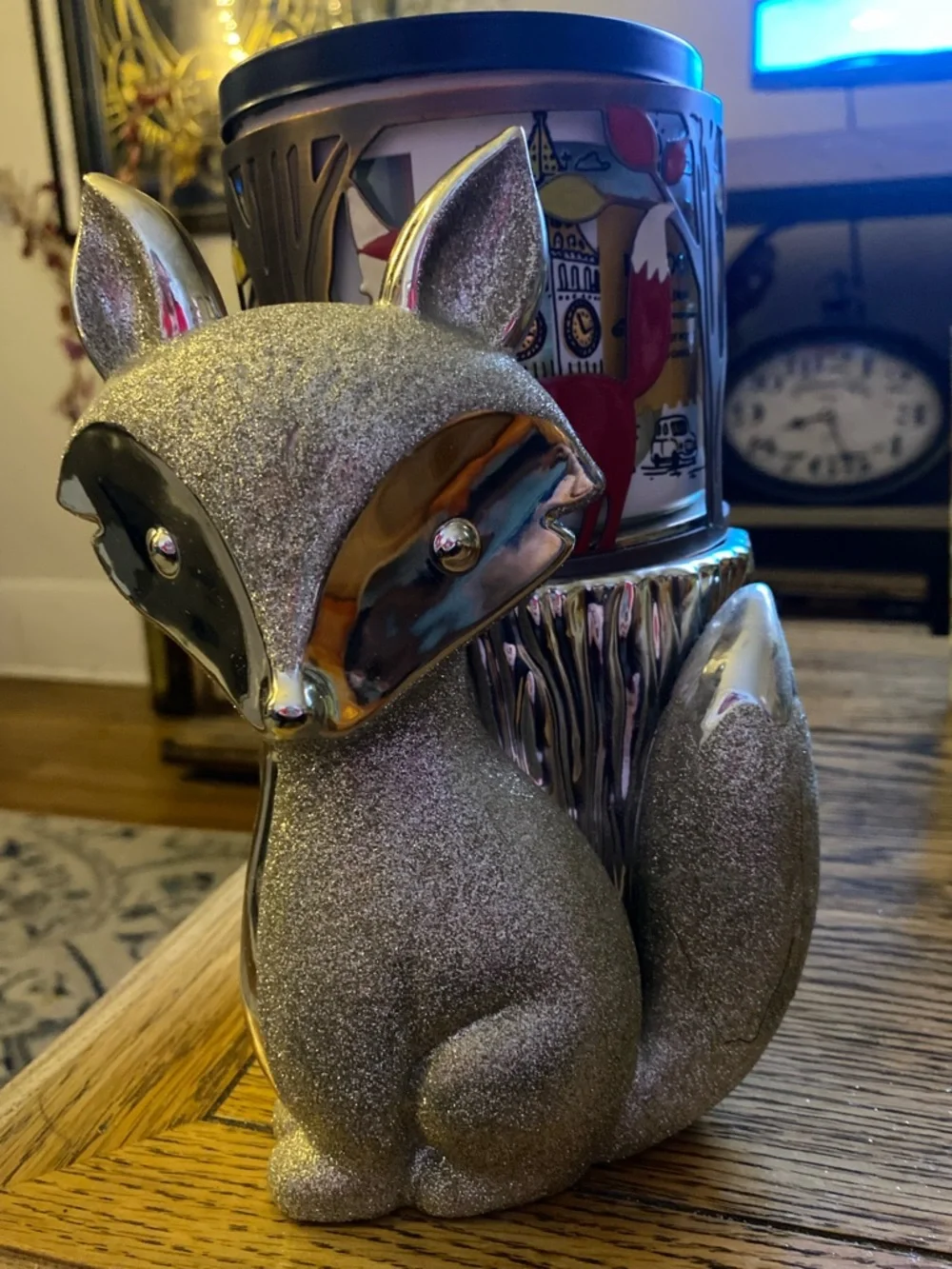 Bath & Body Works Silver Glitter Fox Candle Holder - Picture 3 of 5